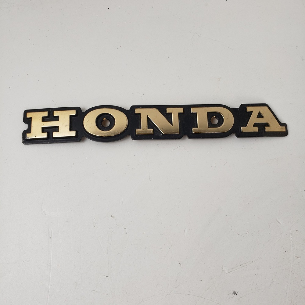 Vintage Honda Motorcycle Gas Tank Emblem Badge Gold Black 7.25 Inch Logo